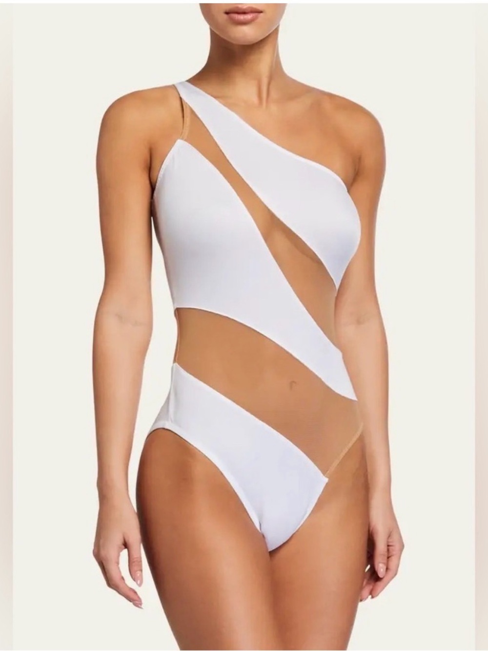Norma Kamali White One-Shoulder Cutout Swimsuit